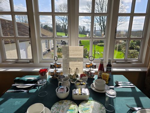 dining room window table set for two
